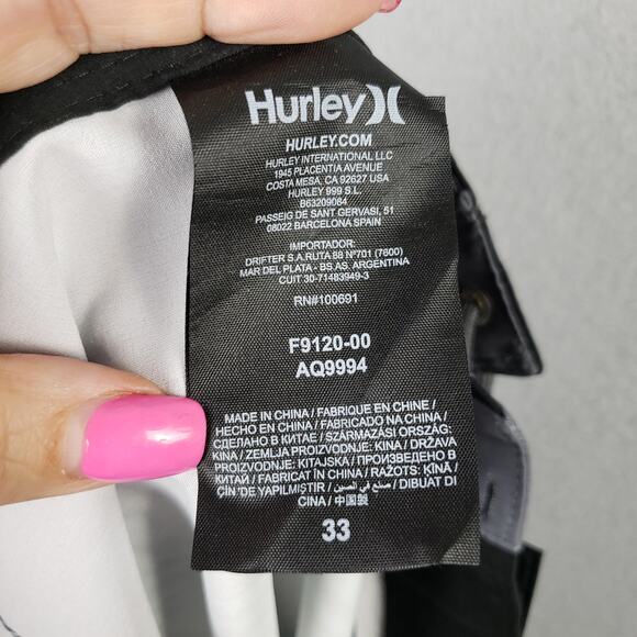 Hurley Men's Size 33 Hybrid Board Shorts Gray Aqua Stripe Beach Vacation Surfer - Picture 9 of 10